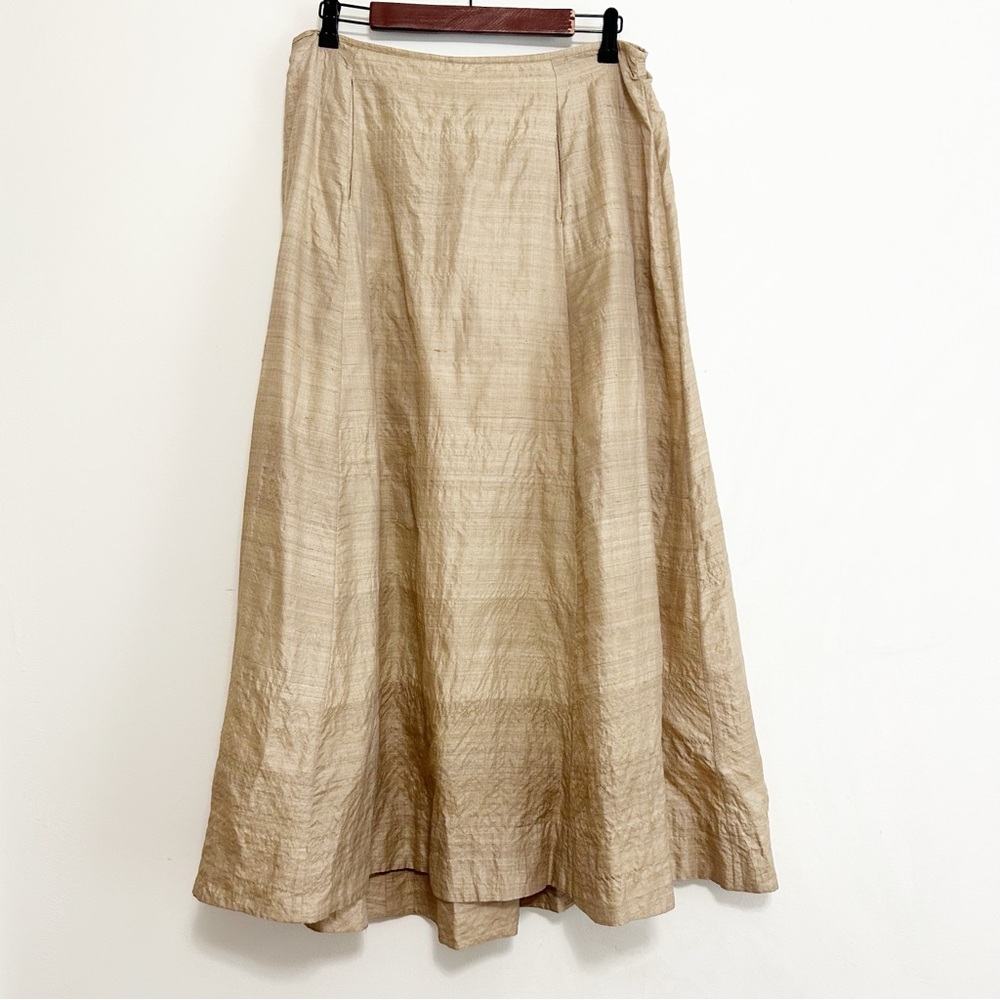 Sigrid Olsen | Woman’s Boho Tan Sari Silk Maxi Skirt Size 12